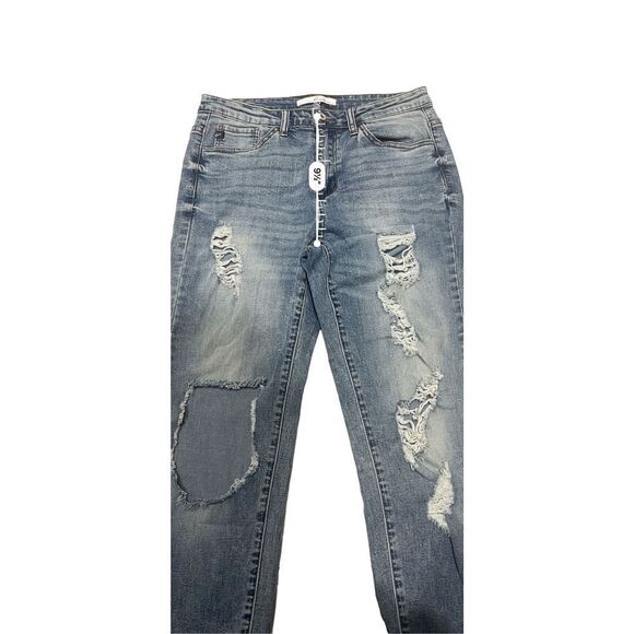 Kancan Womens Denim Jeans Distressed Straight Leg Folded Hem Size 11 - Picture 7 of 8